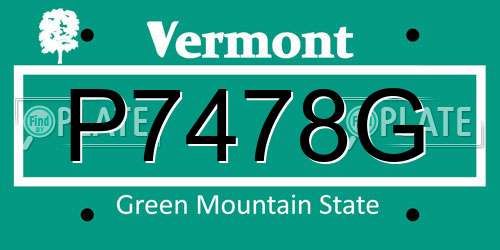P7478G Vermont License Plate