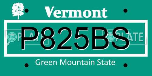 P825BS Vermont License Plate
