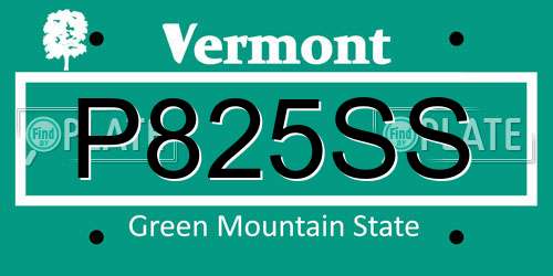 P825SS Vermont License Plate