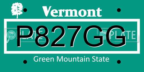 P827GG Vermont License Plate