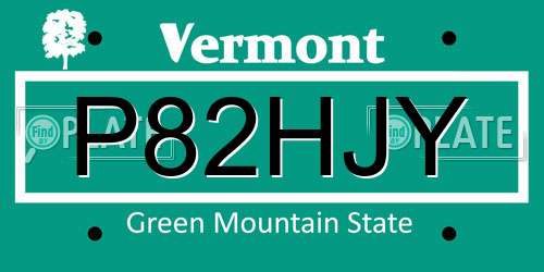 P82HJY Vermont License Plate