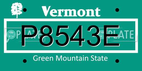 P8543E Vermont License Plate