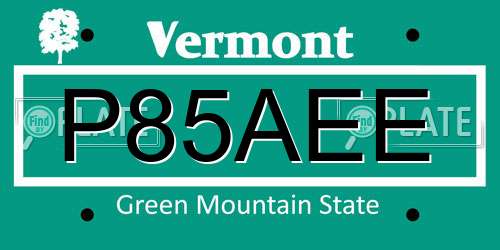 P85AEE Vermont License Plate