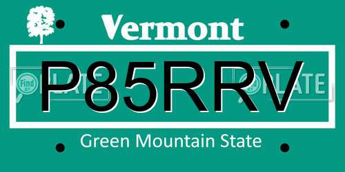 P85RRV Vermont License Plate