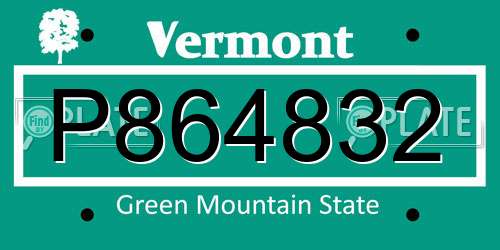 P864832 Vermont License Plate
