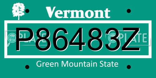 P86483Z Vermont License Plate