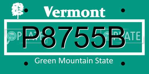 P8755B Vermont License Plate