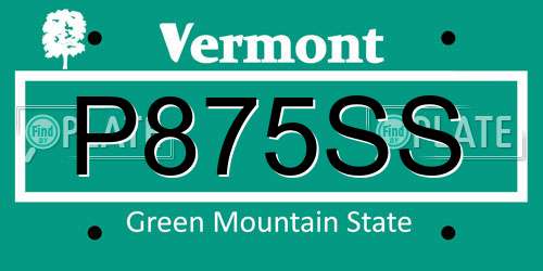 P875SS Vermont License Plate