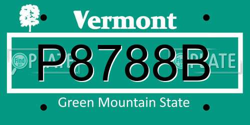 P8788B Vermont License Plate