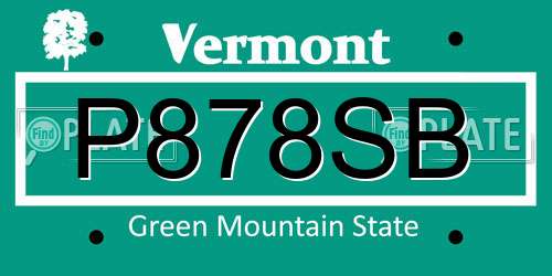 P878SB Vermont License Plate