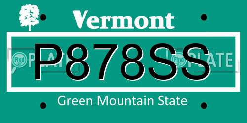 P878SS Vermont License Plate