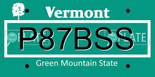 P87BSS Vermont License Plate