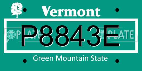 P8843E Vermont License Plate