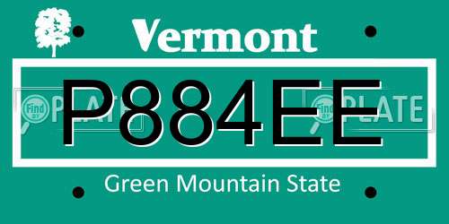 P884EE Vermont License Plate
