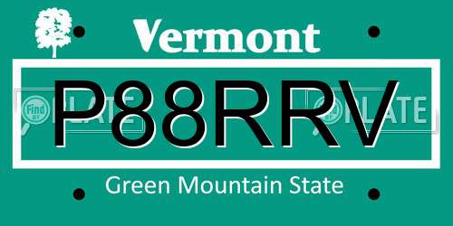 P88RRV Vermont License Plate