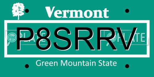 P8SRRV Vermont License Plate