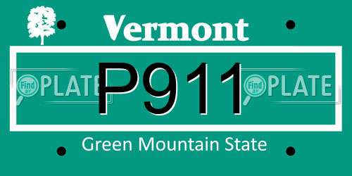 P911 Vermont License Plate