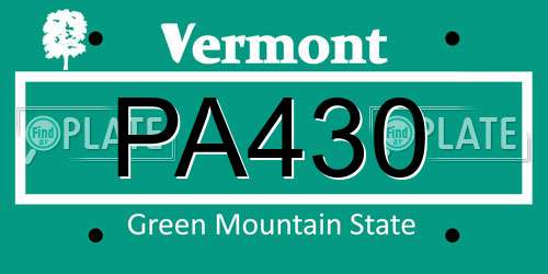 PA430 Vermont License Plate
