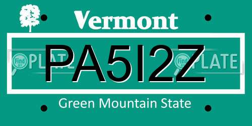 PA5I2Z Vermont License Plate