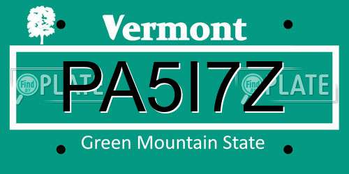 PA5I7Z Vermont License Plate