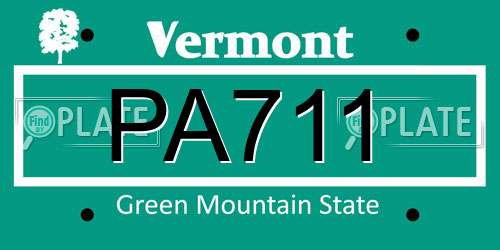 PA711 Vermont License Plate