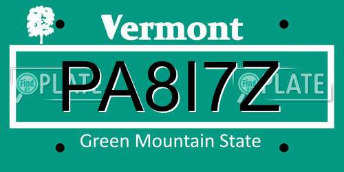 PA8I7Z Vermont License Plate