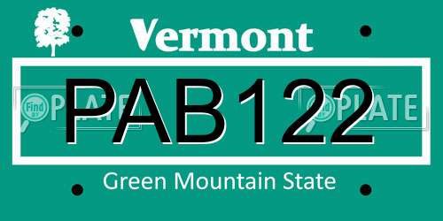PAB122 Vermont License Plate