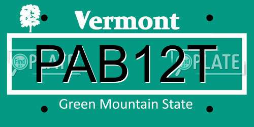 PAB12T Vermont License Plate