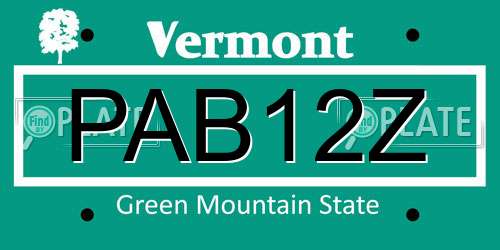 PAB12Z Vermont License Plate
