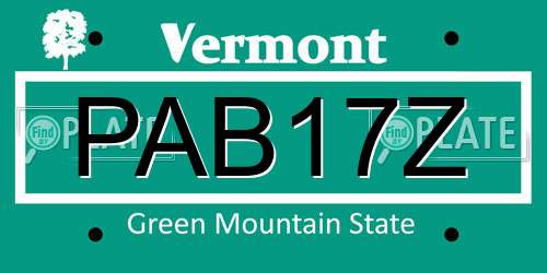 PAB17Z Vermont License Plate