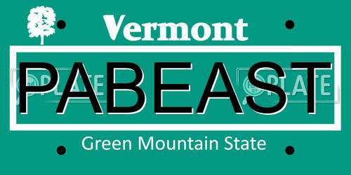 PABEAST Vermont License Plate
