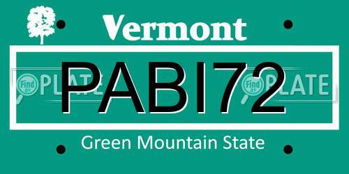 PABI72 Vermont License Plate