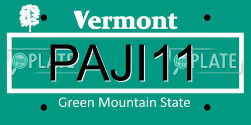 PAJI11 Vermont License Plate