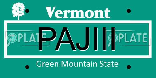 PAJIII Vermont License Plate