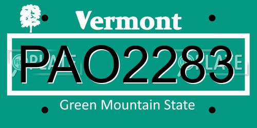 PAO2283 Vermont License Plate
