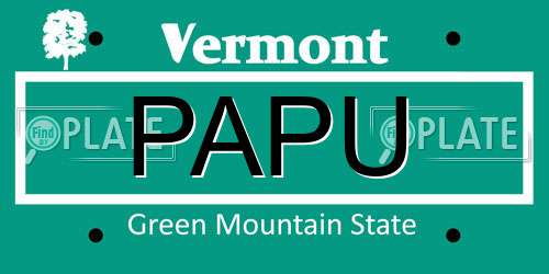 PAPU Vermont License Plate