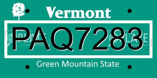 PAQ7283 Vermont License Plate