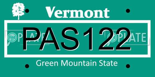PAS122 Vermont License Plate