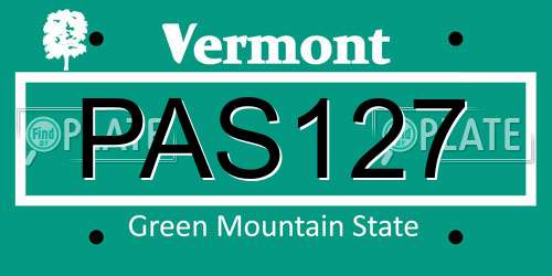 PAS127 Vermont License Plate