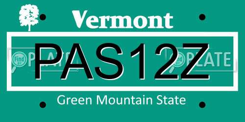 PAS12Z Vermont License Plate