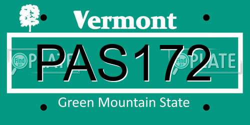 PAS172 Vermont License Plate