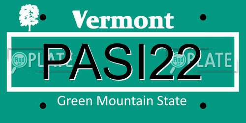 PASI22 Vermont License Plate