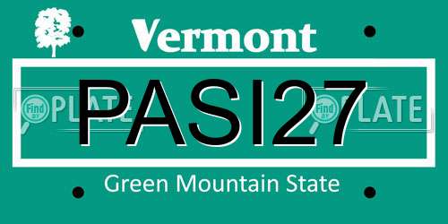 PASI27 Vermont License Plate