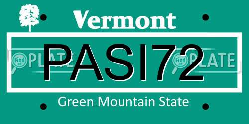 PASI72 Vermont License Plate
