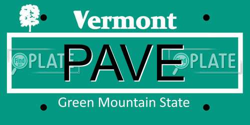 PAVE Vermont License Plate