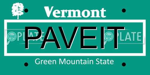 PAVEIT Vermont License Plate