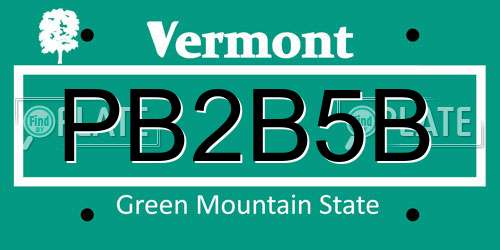 PB2B5B Vermont License Plate