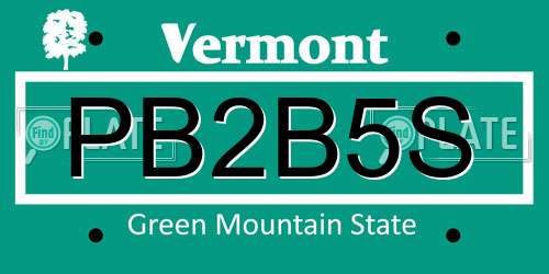 PB2B5S Vermont License Plate
