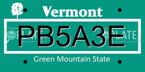 PB5A3E Vermont License Plate