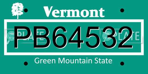 PB64532 Vermont License Plate